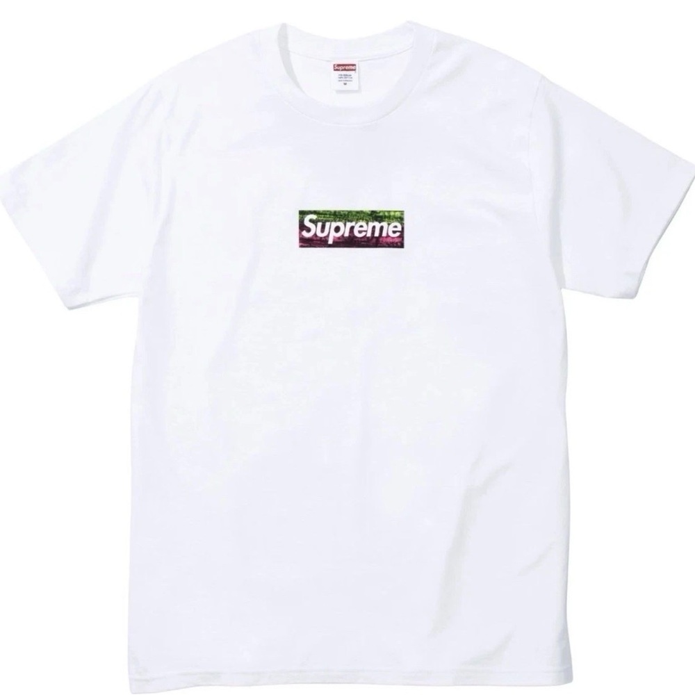 Supreme LA fire relief box logo White Tshirt Green & Pink nwt in bag - Picture 10 of 11